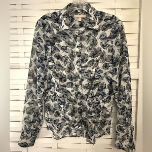 Banana Republic Polyester Floral Print Button-Up Blouse
